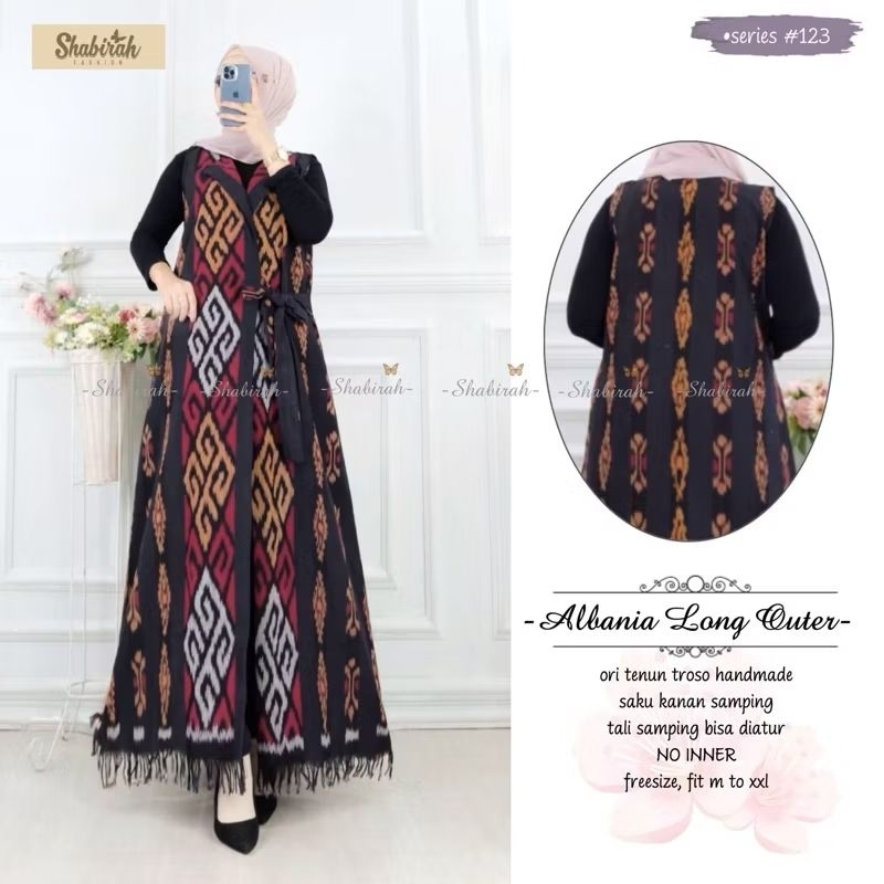 OUTER TENUN - ALBANIA LONG OUTER - CARDIGAN - TENUN BLANGKET JEPARA