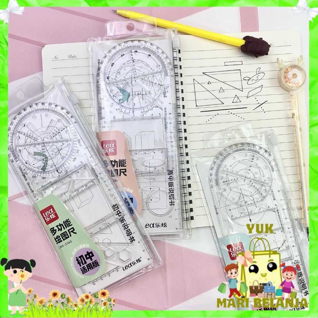 

YMB Penggaris Busur Derajat Rotary Multifungsi Penggaris Geometri Multifunction Geometric Ruler Penggaris Busur Derajat Template Gambar Matematika Alat Ukur untuk Perlengkapan Kantor Sekolah Siswa Seni