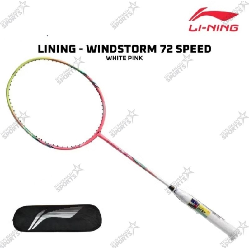 raket badminton lining windstrom 72 speed pink/green