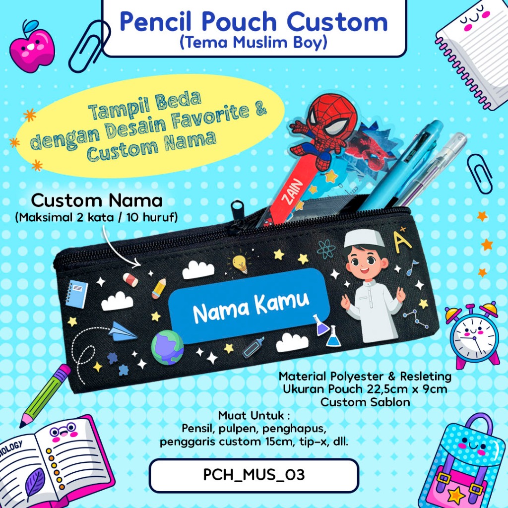 

Pencil Pouch Custom / Tempat Pensil pouch Custom Nama Desain Muslim Boy & Muslin Girk Kode PCH_MUS
