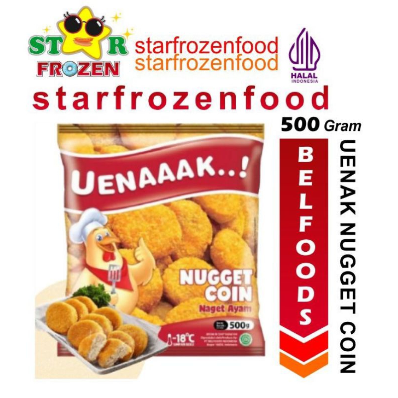

BELFOODS UENAK NUGGET COIN 500 GRAM Naget Ayam Kombinasi