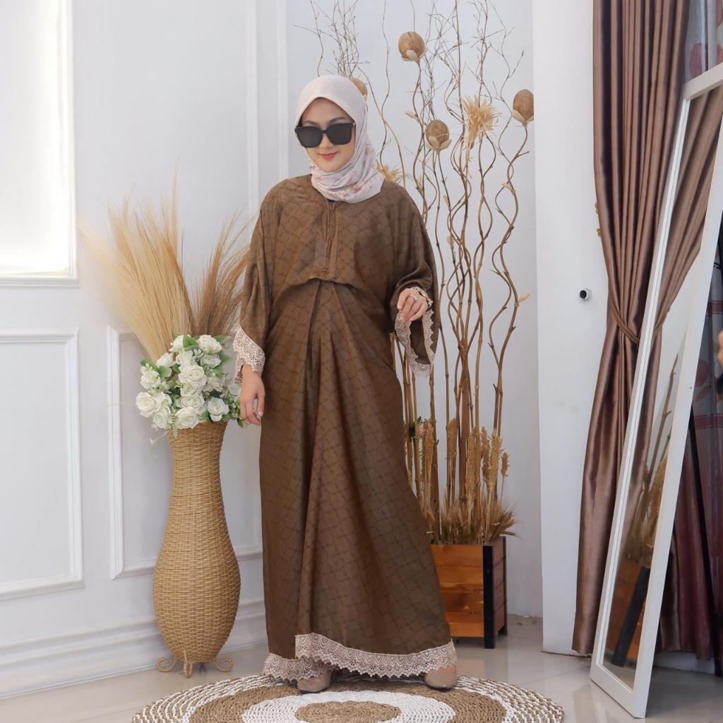 Kaftan Lebaran Idul Fitri Kaftan Termurah Jumbo Bahan Santorini silk Grosir Kaftan Etnik Dress Kafta