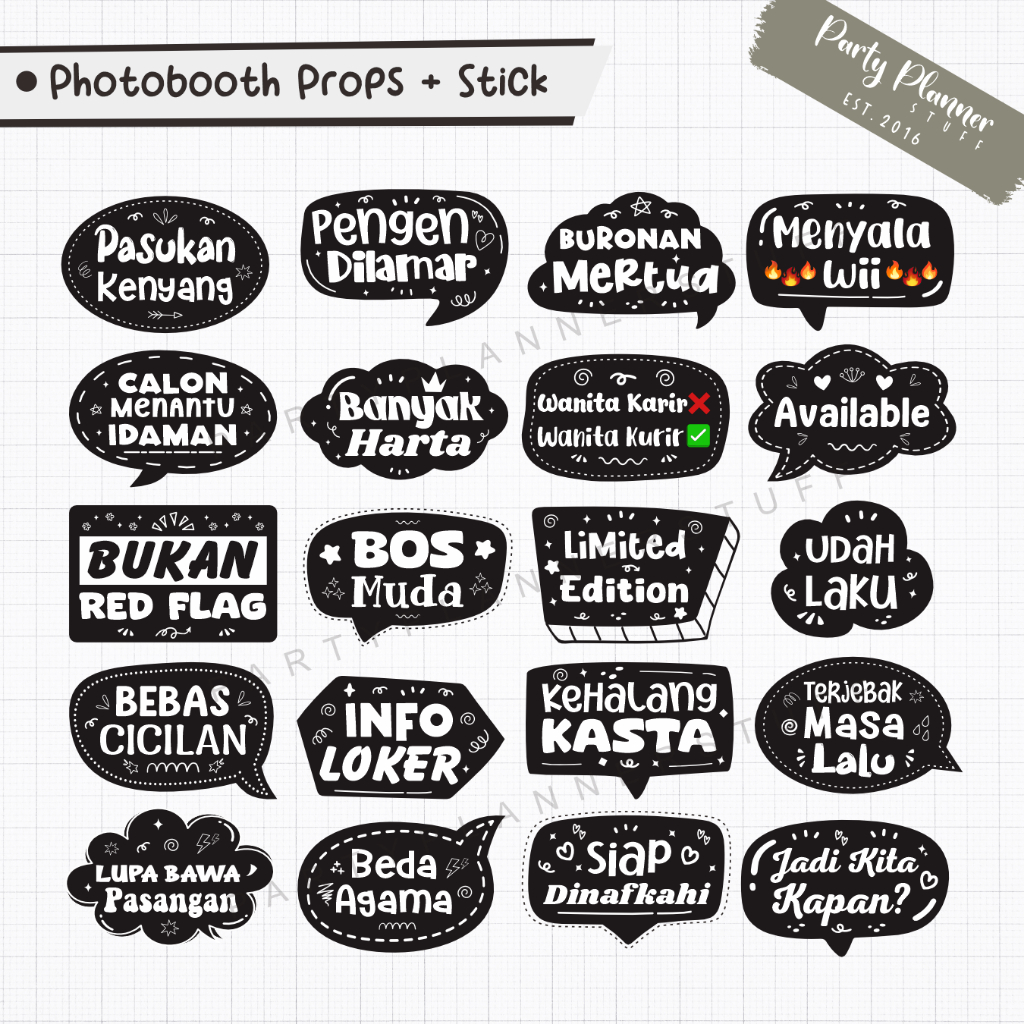 Ay00 Fun props reuni dekorasi reuni acara halal bihalal stik foto lucu photobooth property custom