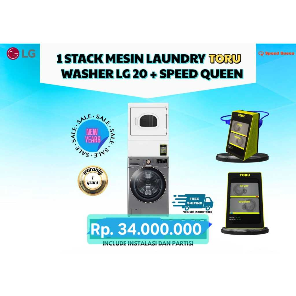PAKET LAUNDRY QRIS LG 20KG & SPEEDQUEEN