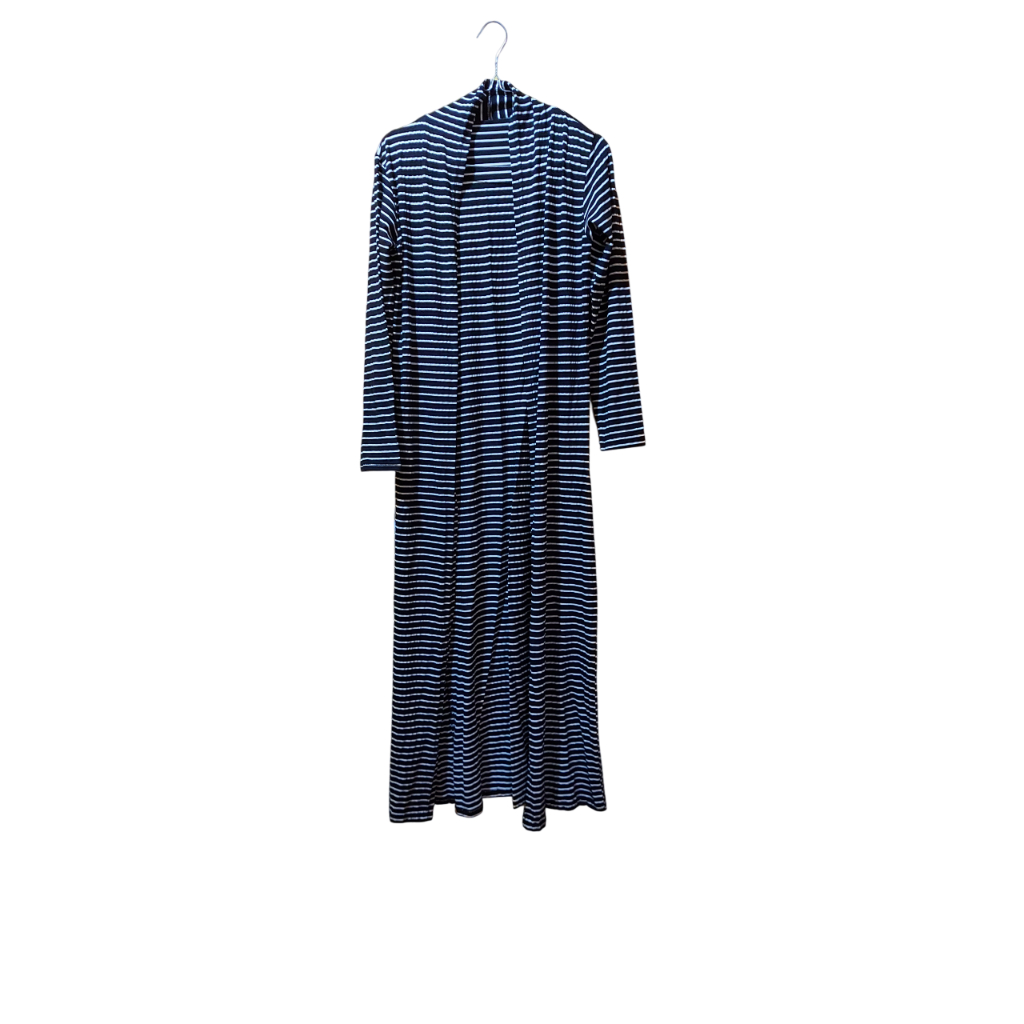 Cardigan Panjang Hitam Garis Putih