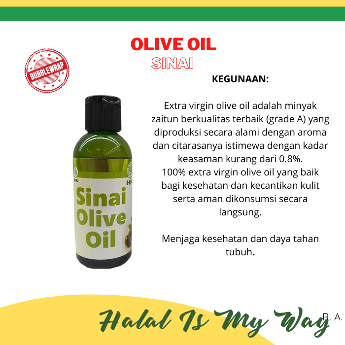 

MINYAK ZAITUN HNI HPAI (EXTRA VIRGIN OLIVE OIL) | SINAI EXTRA VIRGIN OLIVE OIL