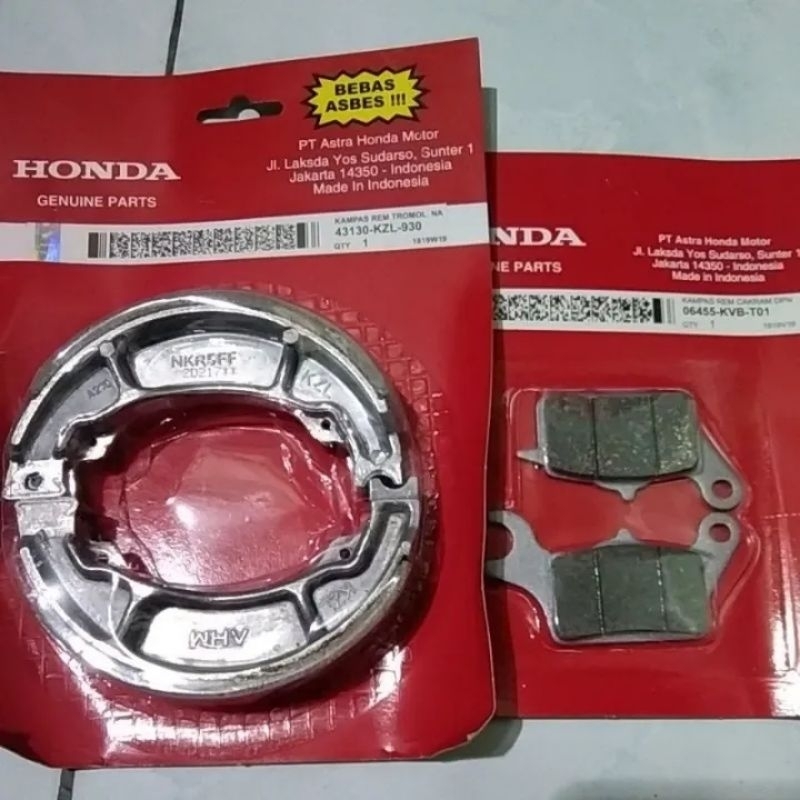 Paket kampas rem depan blkng Vario Beat Beat fi Beat pop Beat setret secopy kampas rem blkng dan dep