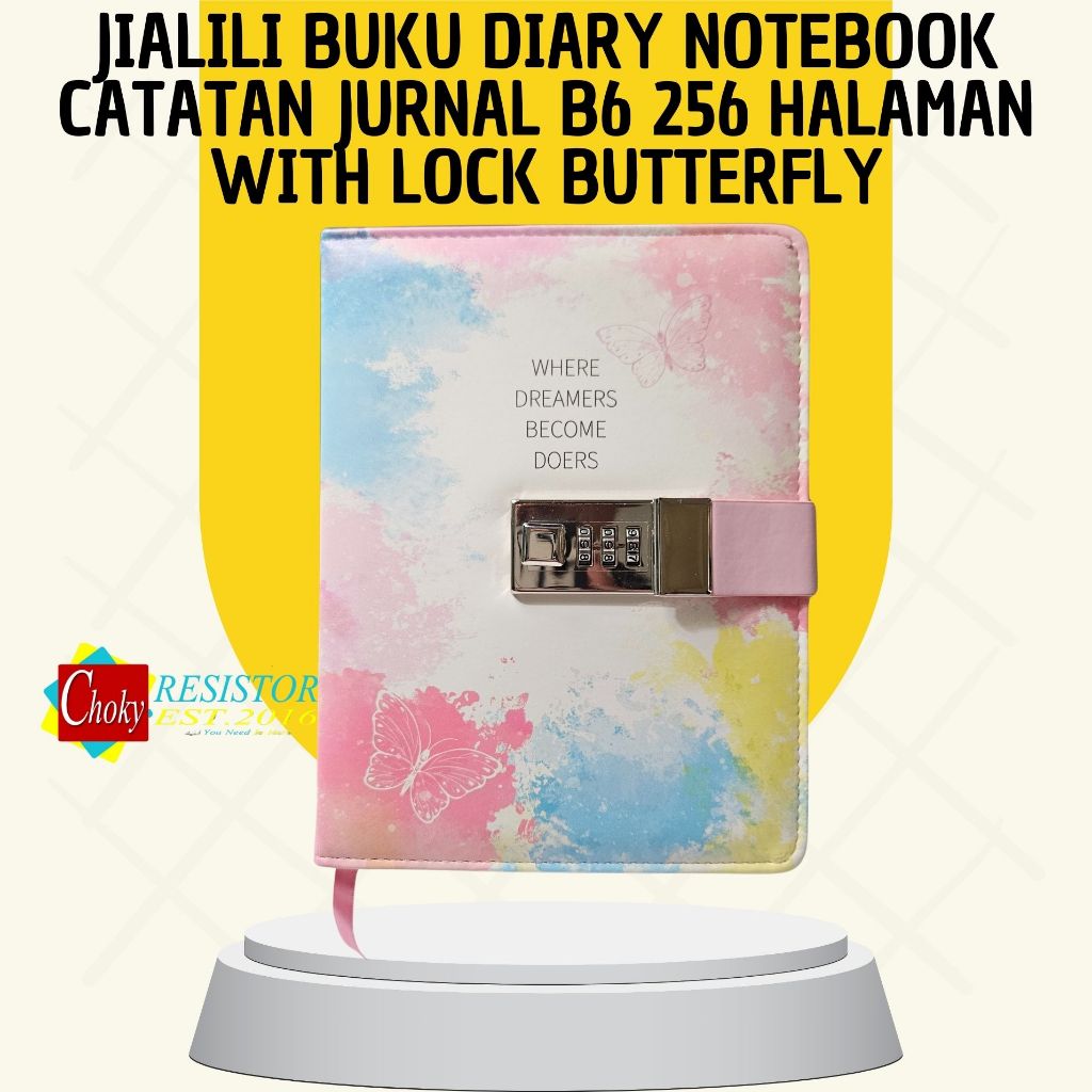 

JIALILI Buku Diary Notebook Catatan Jurnal B6 256 Halaman with Lock Butterfly - F-5 - Multi-Color