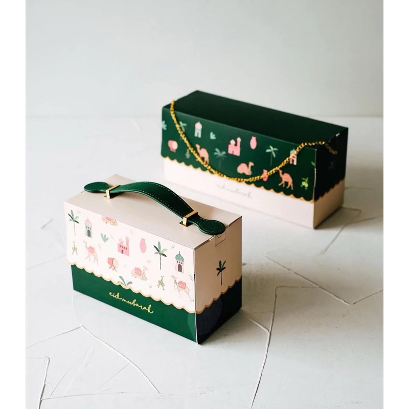 

(Min 5Pcs)Hampers Bag Box Leather Handle Eid Mubarak/ Idul Fitri / Merry Christmas/ Natal - Tas Dus Natal / Lebaran Souvenir Handle Kulit