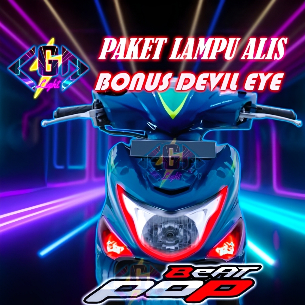 Lampu Alis BEAT POP 2014-2019 Fullset Kanan Kiri Bonus Devil Eyes Flexible Variasi Mode Standby