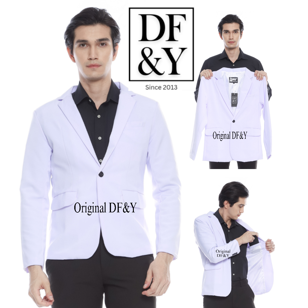 PRYZA Jas Blazer Pria Casual PUTIH POLOS Original DF&Y / Jas Blazer Kerja Kantor  Formal / Jas Style
