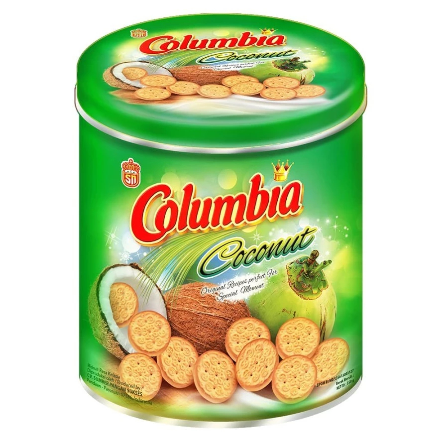

Edisi Lebaran Columbia Biskuit Rasa Kelapa kaleng 300 gr Biskuit lebaran