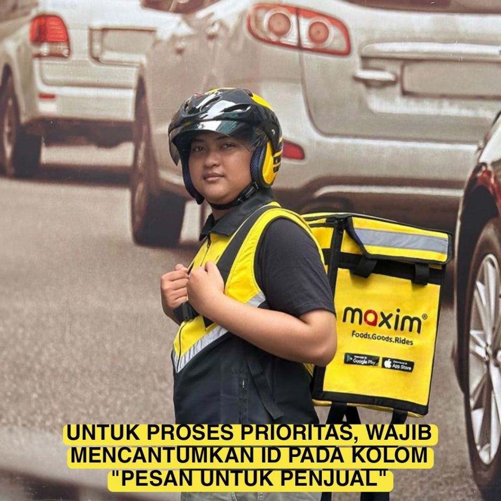 MAXIM - Paket Atribut Lengkap (1 Helm, 1 Rompi & 1 Tas) (Maxim - Transportasi Online)