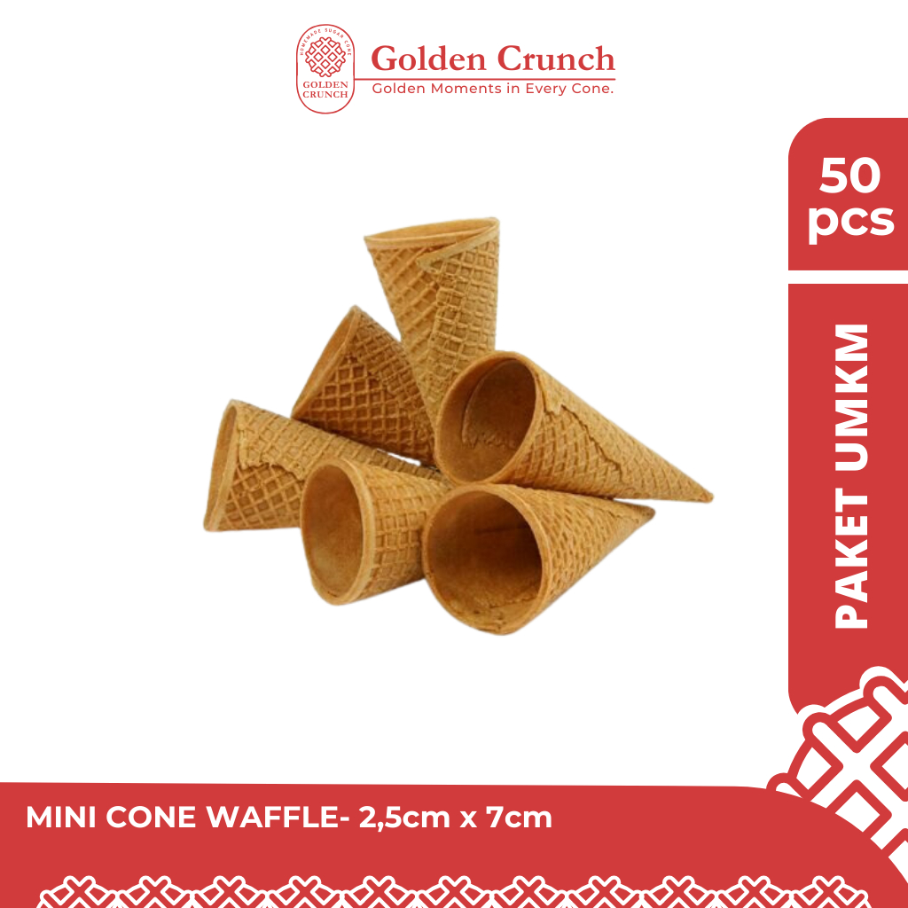 

PAKET HEMAT Cone Waffle Eskrim Mini Renyah 2,5cm x 7cm Isi 50pcs