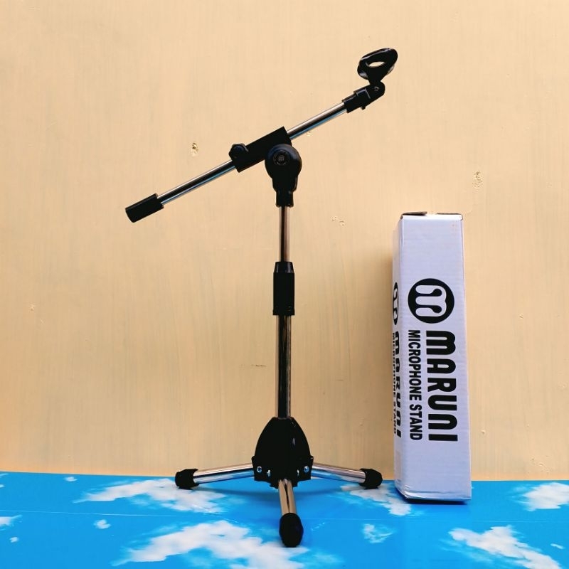 Stand Mic Maruni Pendek Stainless Stell +Holder Mic