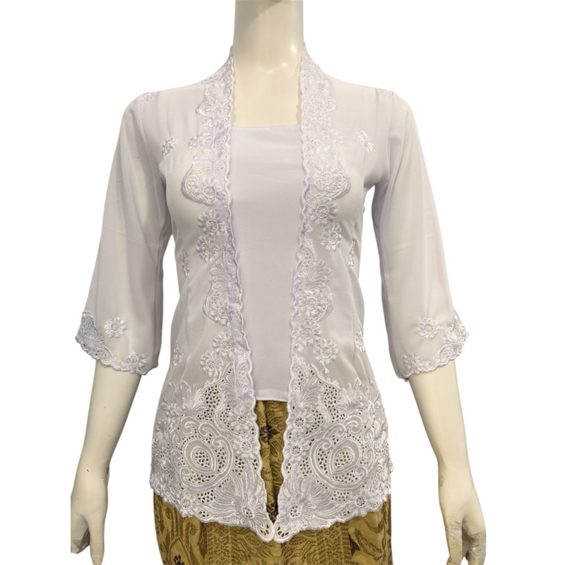 KEBAYA BORDIR PUTIH LENGAN LONCENG