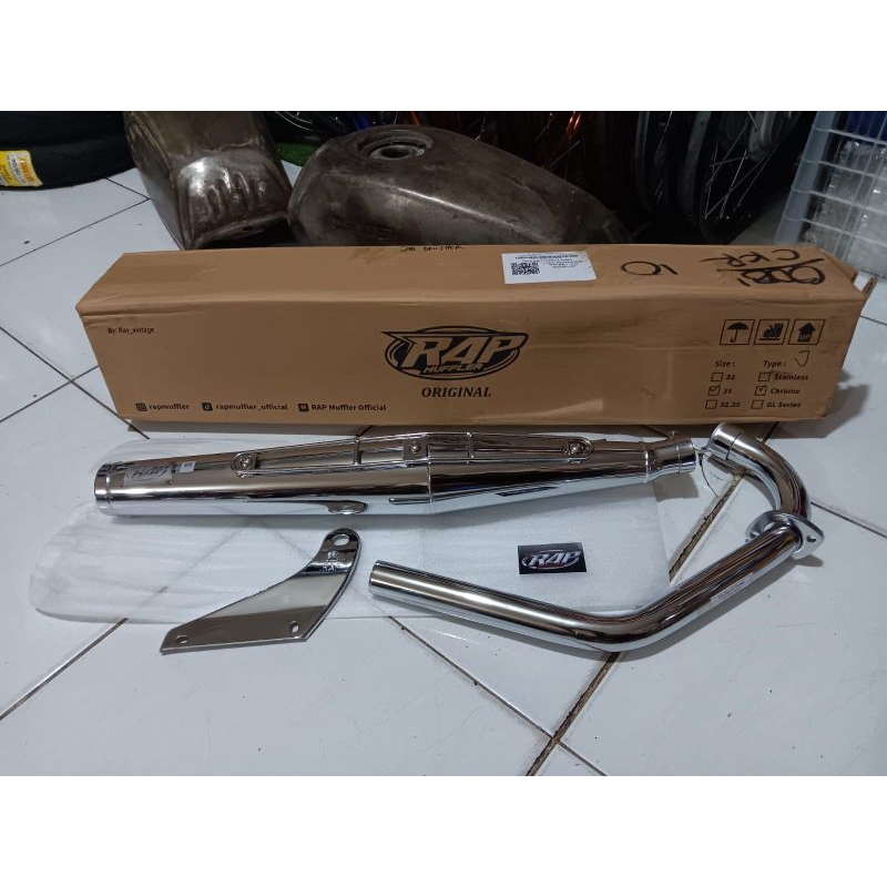 KENALPOT MOTOR CB 125J RAP ORIGINAL FULL CHROME LEHERAN 35