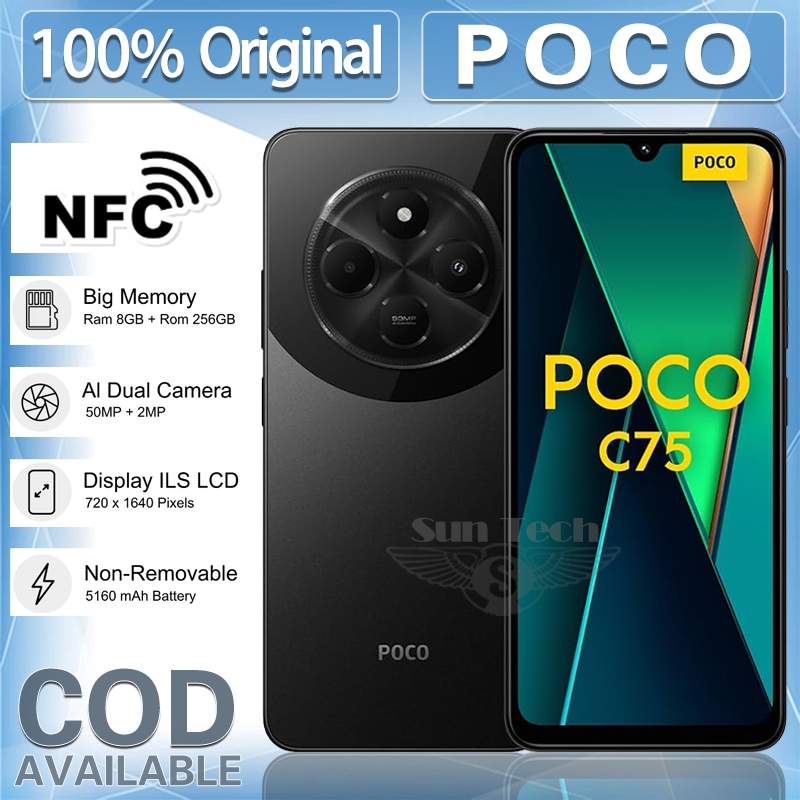 RJ2 HP Xiaomi Poco C75 8/256GB NFC Versi Baru Resmi Fullset Segel 5160 mAh 6.88 Inch 52MP Promo