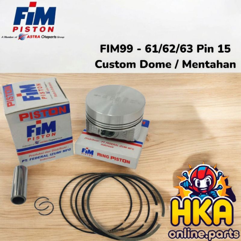 FIM Piston Kit Set 61 62 63 Pin 15 Custom Dome Mentahan Mio Byson Satria FU FI Injeksi GSX 150 FIM99