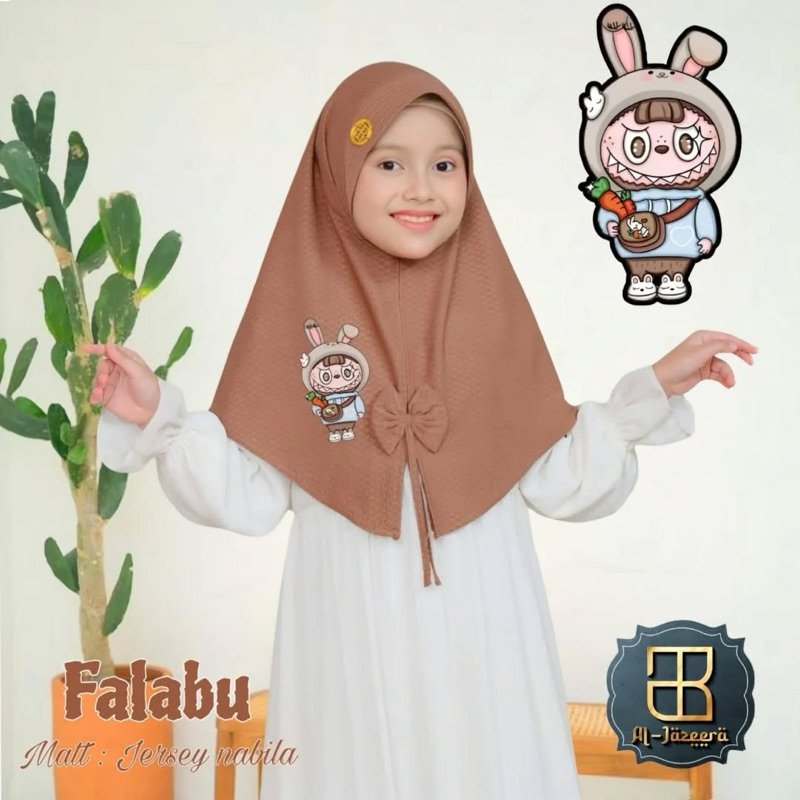 HIJAB INSTAN ANAK Al-JAZEERA LABUBU FALABU ADEM NYAMAN DIPAKAI ORI AL-JAZEERA