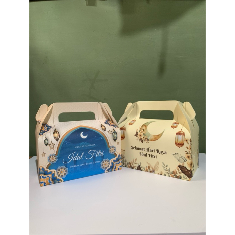 

Gable box lebaran box hampers kue kering idul Fitri box jinjing hampers lebaran