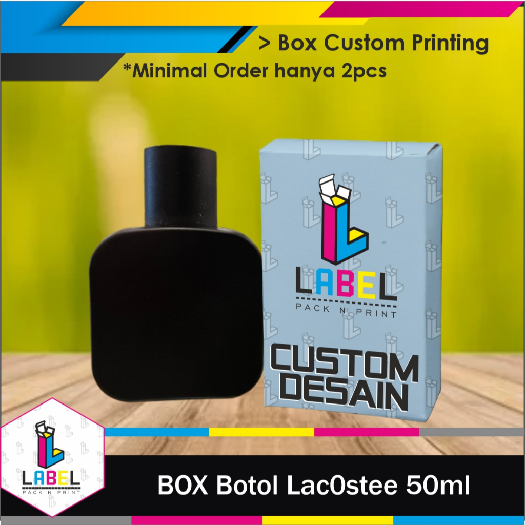 

Dus Packaging / Box Botol Lacos-te 50ml Custom Desain Full Print