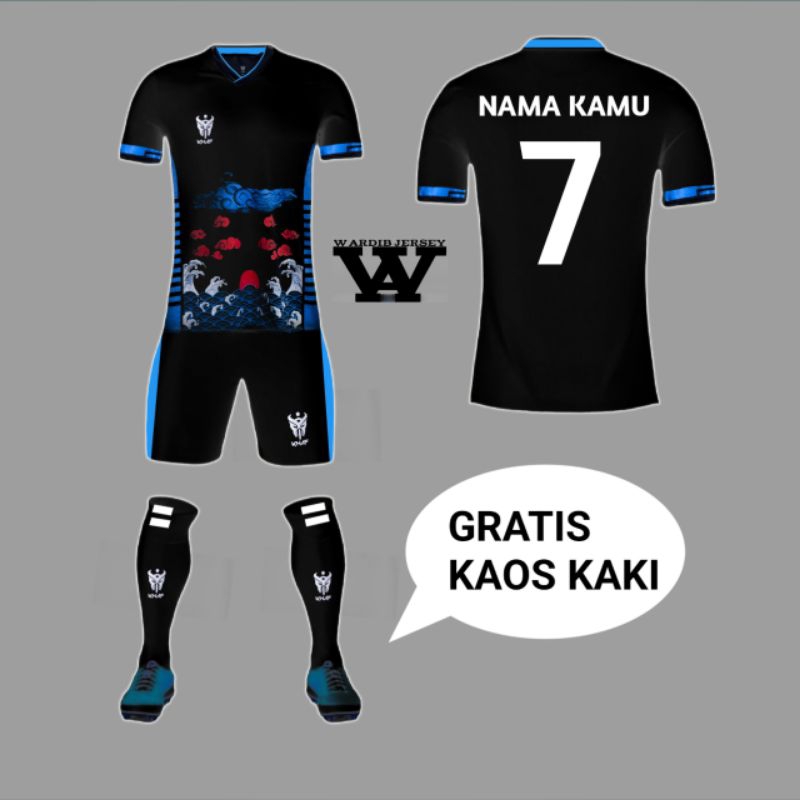 JERSEY SEPAK BOLA FUTSAL CUSTOM SABLON NAMA DAN NOMOR GRATIS KAOS KAKI