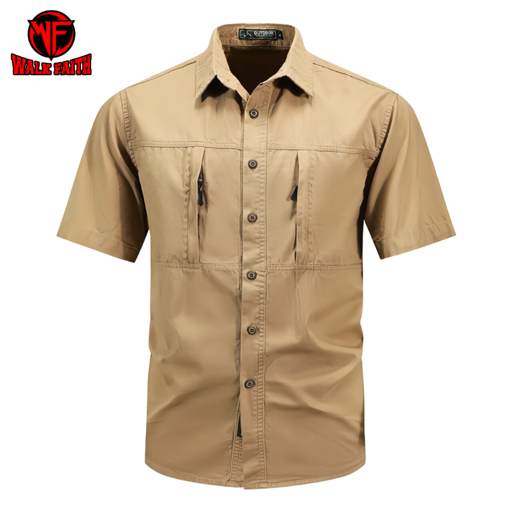 Kemeja Tactical Cream / Kemeja Tactical Pria Lengan Pendek / Kemeja Tactical Pria / Kemeja Tactical 