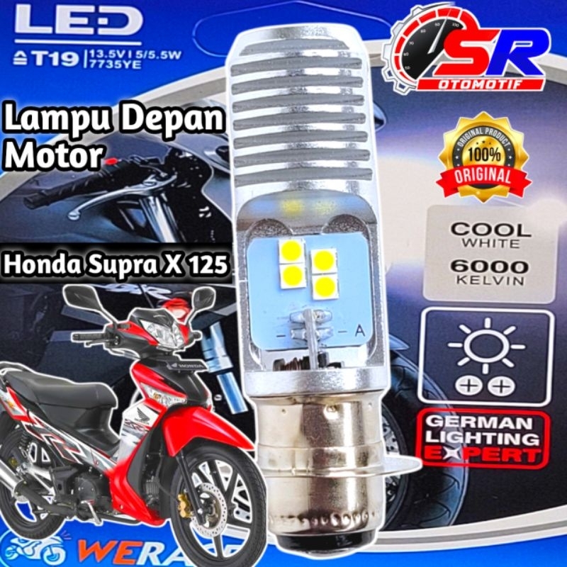 Lampu Depan LED Motor Honda Supra X 125 Soket H6 T19 AC/DC 12 Volt Pengganti Dop/Bohlam Standar