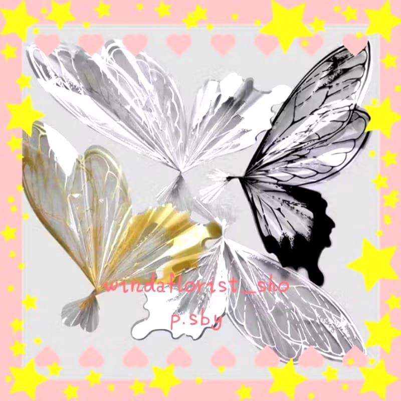 

Kertas buket (ECER) Cellophane Flower Wrapping Butterfly Wing Shape Transparant