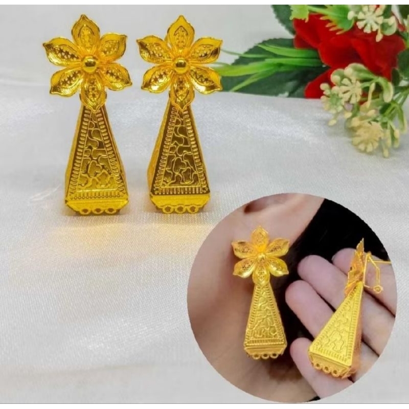 Anting Bunga tusuk Kendari Berlapis Emas 24k