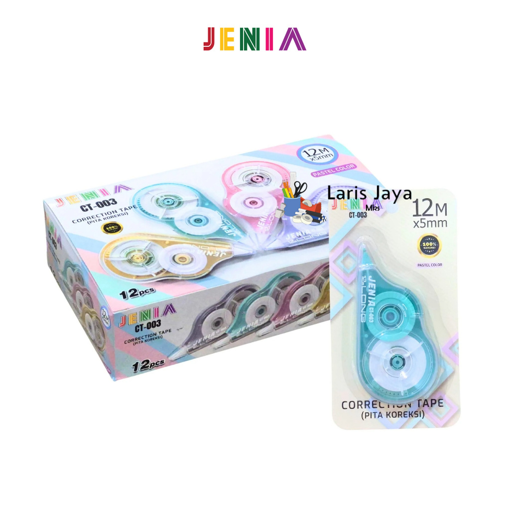 

1 LSN / 12 Pcs Correction Tape Jenia CT-003 Pastel