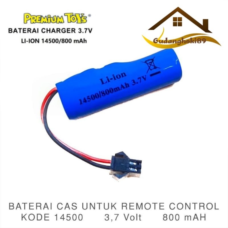 Baterai Cas Charge Mobil Remote Control Ukuran AA Kode 14500 3,7 Volt