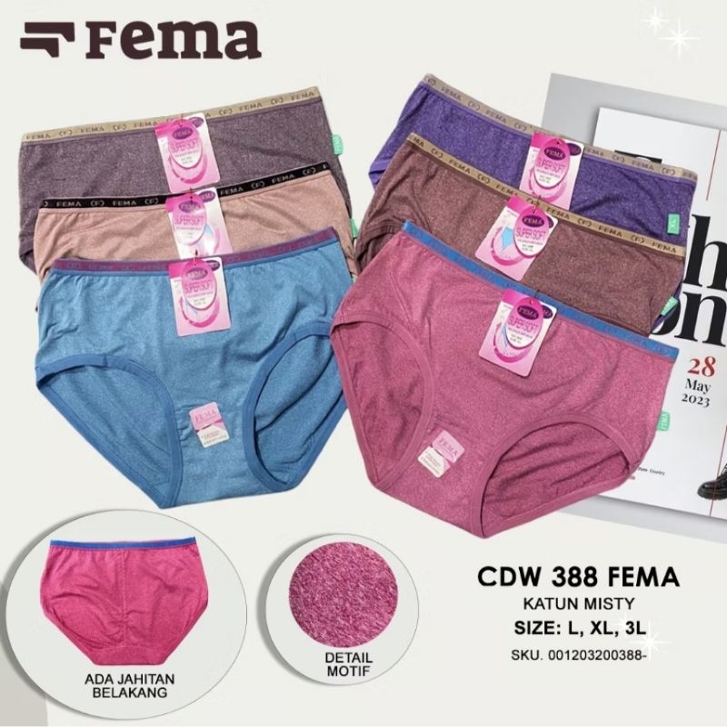 6pcs Celana dalam Fema misty 388