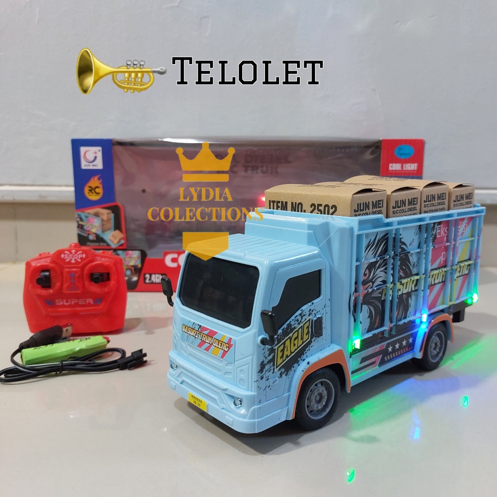 Mainan RC Truk Basuri Telolet 2.4Ghz Remot Kontrol Truk Oleng Muatan Barang