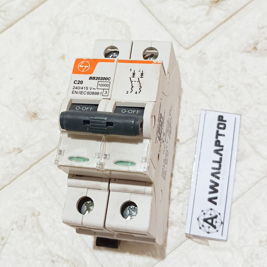 mcb lt 2nd 2p mcb 20a mcb l&t made in india original 20amper c20