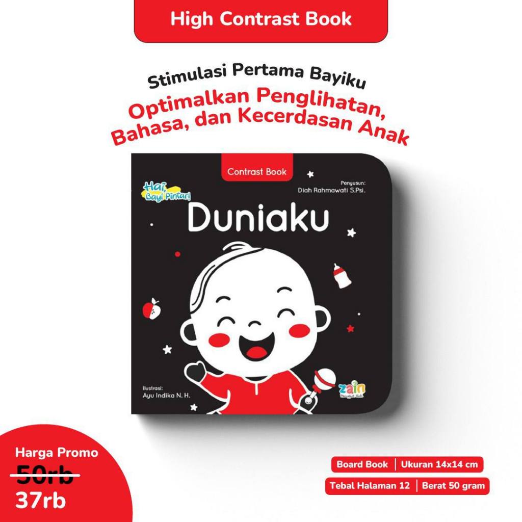 ZAIN - High Contrast Book | Stimulasi Pertama Bayi | Bangun Kecerdasan Anak dari Matanya