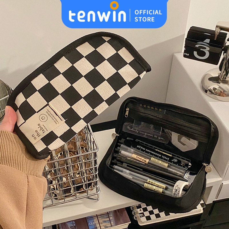 

tempat pensil /derhana kotak pensil/ins nilai tinggi kotak hitam dan putih sederhana tas pensil