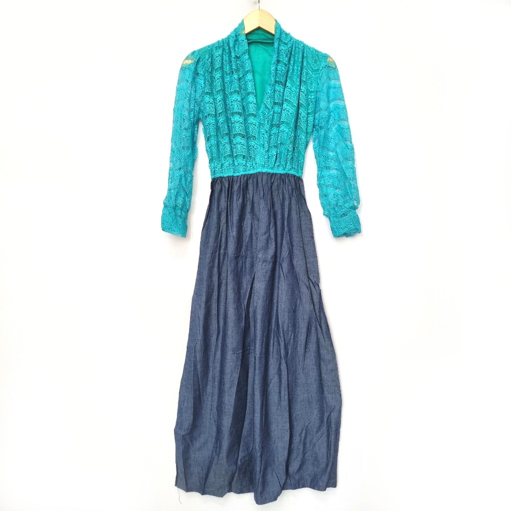 Iyesh 290149 Busana Baju Pakaian Fashion Muslim Wanita Maxi Gamis Dress Lengan Panjang Brokat Brukat