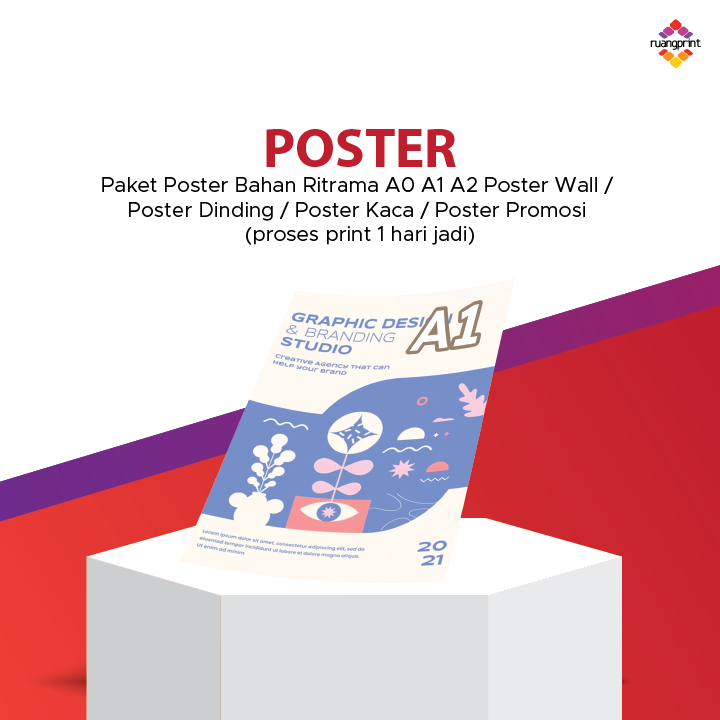 Stiker Poster Bahan Ritrama A0 A1 A2 Poster Wall /  Poster Dinding / Poster Kaca / Poster Promosi  (