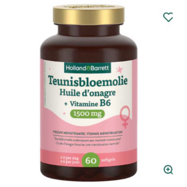 Holland & Barrett Teunisbloemolie + Vitamine B6 1500mg - 60 softgels / Holland & Barrett Evening Pri