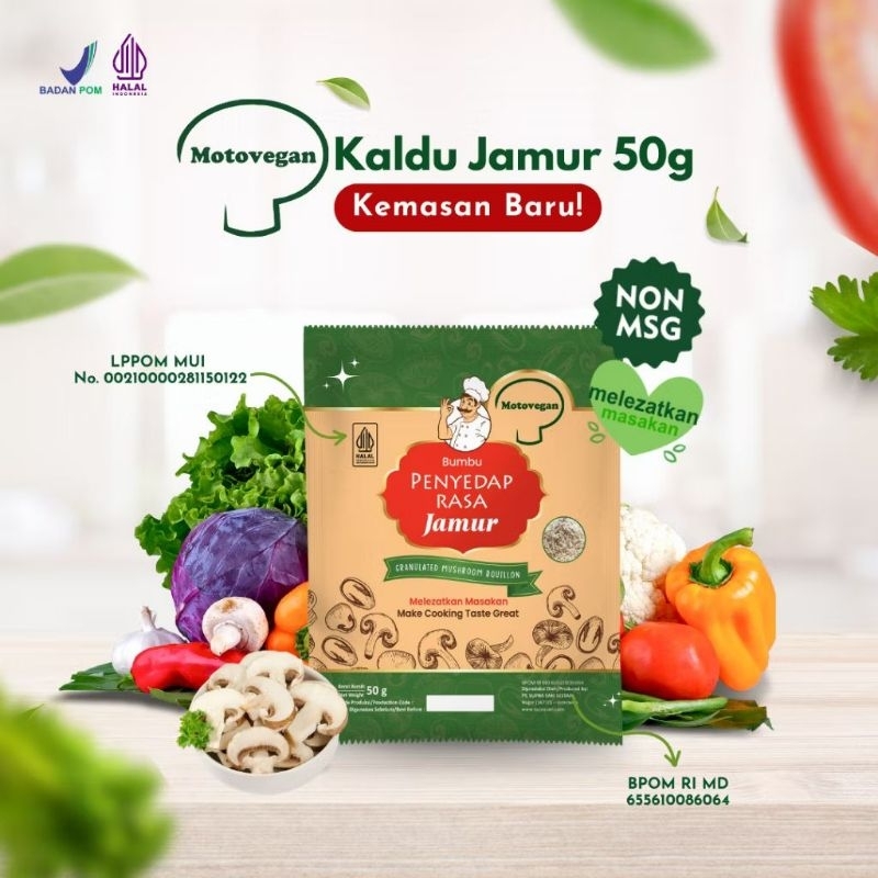 

Bumbu Penyedap Rasa Dari Jamur Moto Vegan Non MSG 50 Gram