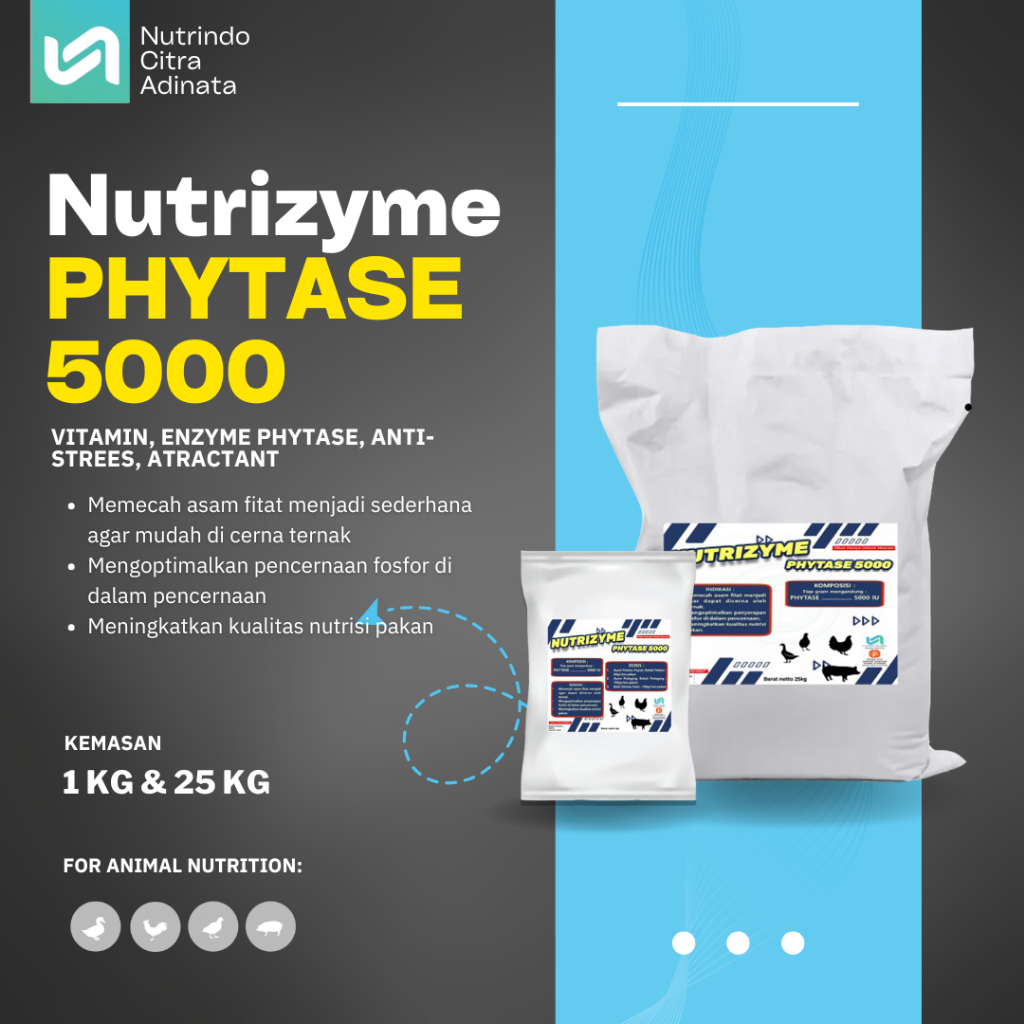ENZYME PHYTASE - NUTRIZYME PHYTASE 5000 - TAMBAHAN PAKAN TERNAK - SUPPLEMENT PAKAN TERNAK 1KG