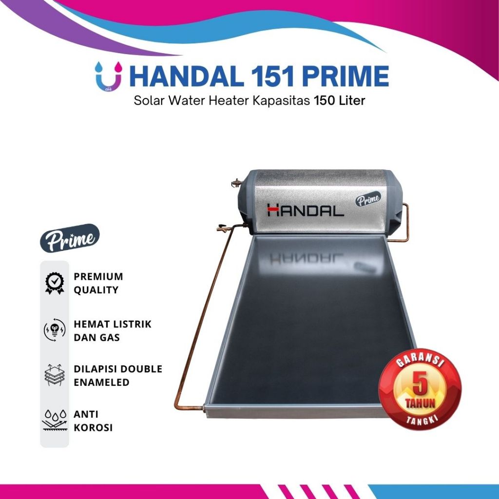 Handal Solar Water Heater Prime 151 Kapasitas 150 Liter | Pemanas Air Kamar Mandi Tenaga Matahari...