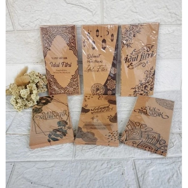 

Amplop Lebaran Coklat - Uk 16cmx8cm - Uk 7cmx9cm - 1 Pack - Isi 8 - isi 10 - k.e.n.herbal