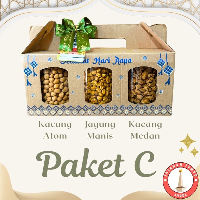 

(Ready Stock) Hampers Lebaran Paket C Tiga Toples Kacang Atom, Jagung Manis Pedas & Kacang Medan Snack Cemilan Jajajan Jadul