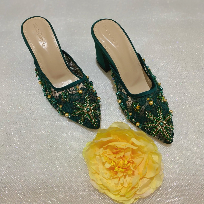 RALINE HIJAU BOTOL WEDDING SHOES SEPATU NIKAH SEPATU PESTA