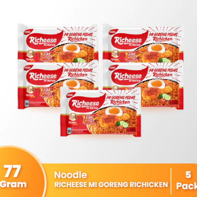 

[Bundle Pack Isi 5] PROMO!! Richeese Mi Goreng Pedas Richicken 77gr Fire Level 3 Extra Hot