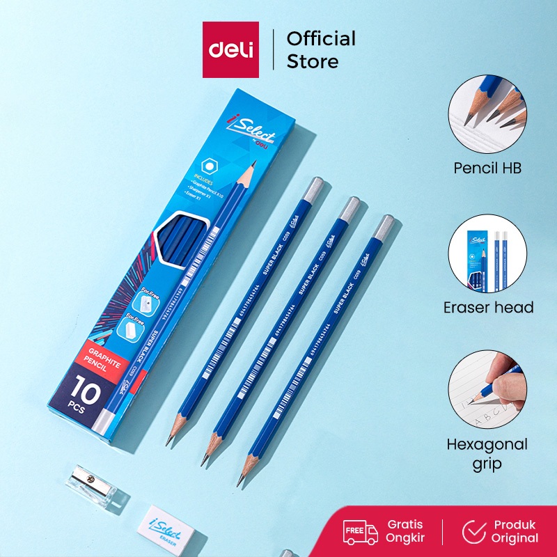 

Deli I-Select Pensil HB 10pcs / Graphite Pencil Mudah Diraut dan Tidak Mudah Patah EC059