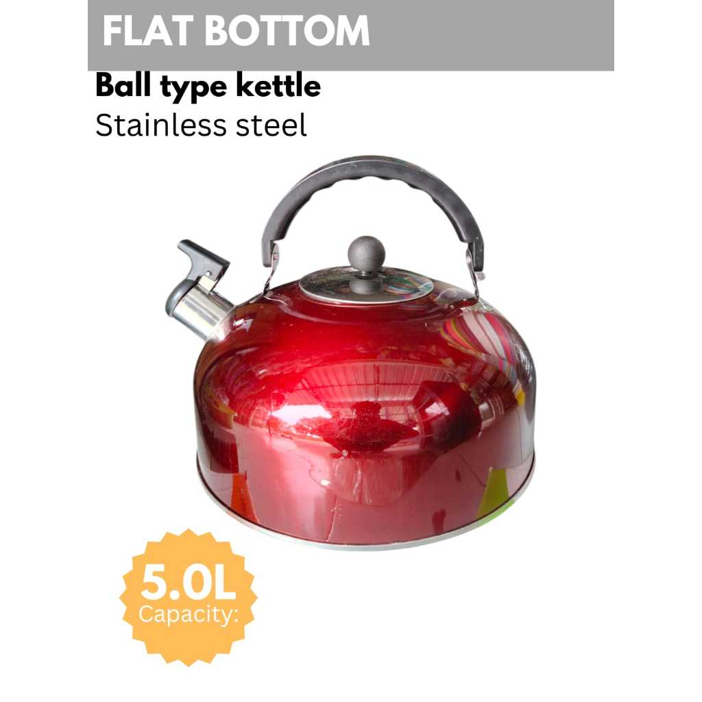 Kettle Stainlees Steel/Teko siul/Flat Bottom kettle siul/Teko Pemanas Air/Kapasitas 5 Liter